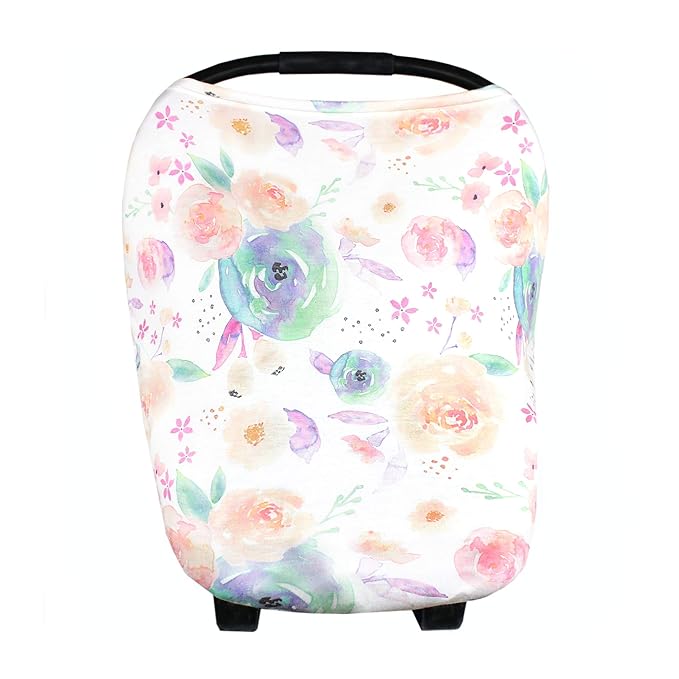 Copper Pearl Multi-Use Cover: Car Seat, Nursing, and Stroller Cover for Sun - Stretchy Fabric, All-Season Use, Stylish Designs, Easy Access for Moms - Bloom