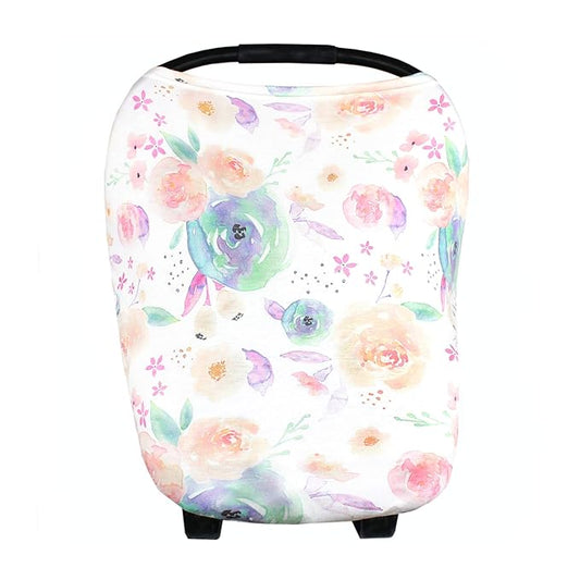 Copper Pearl Multi-Use Cover: Car Seat, Nursing, and Stroller Cover for Sun - Stretchy Fabric, All-Season Use, Stylish Designs, Easy Access for Moms - Bloom