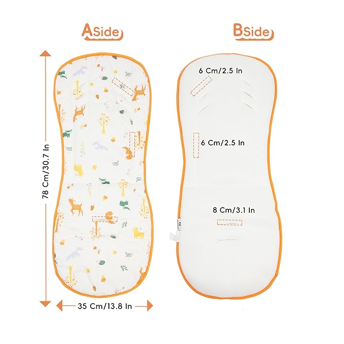 Universal Baby Stroller Seat Liners,Reversible Soft and Comfortable Baby Stroller Seat Cushion,Kids Seat Pads for Toddlers & Preschoolers -30 * 13.8'',1 Pack(Autumn Forest)