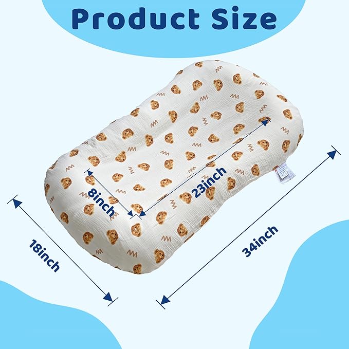 Baby Lounger, Newborn Lounger with Breathable & Soft Cover for Home and Travel, 0-24 Months Newborn Babies Essentials Gifts. (2 Cover Included)