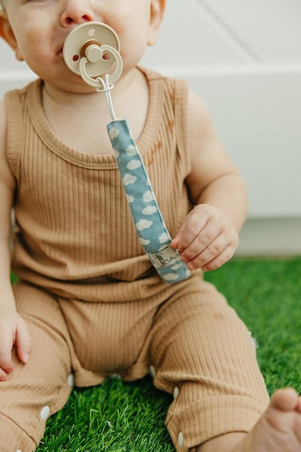 Copper Pearl Pacifier Clip 3-Pack: Premium Knit Binky Clips for Baby Girls and Boys - Stylish Stainless Steel Pacifier Holder Clip - Baby Pacifier Clips for No More Floor Drops - Farmstead