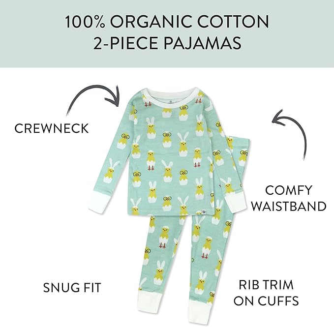 HonestBaby unisex-baby Celebration 2-piece Pajamas Sleepwear Pjs 100% Organic Cotton for Baby, Toddler, Kids