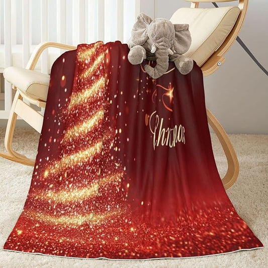 Baby Blanket Red Pine Tree Christmas Pattern for Boy Girl Newborn 30x40 Inch Toddler Infant Nursery Throw Blankets Double Layer Comfy Soft Plush Stroller Crib Quilt