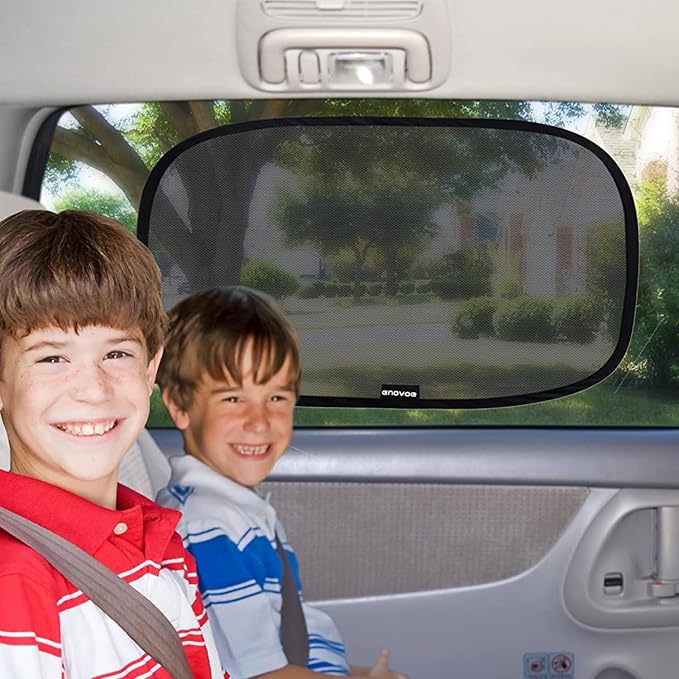 Enovoe Car Window Shade for Baby - (4 Pack) - XL - 25" x 16" - Cling Car Sun Shade for Windows - Sun, Glare and UV Rays Protection for Your Child
