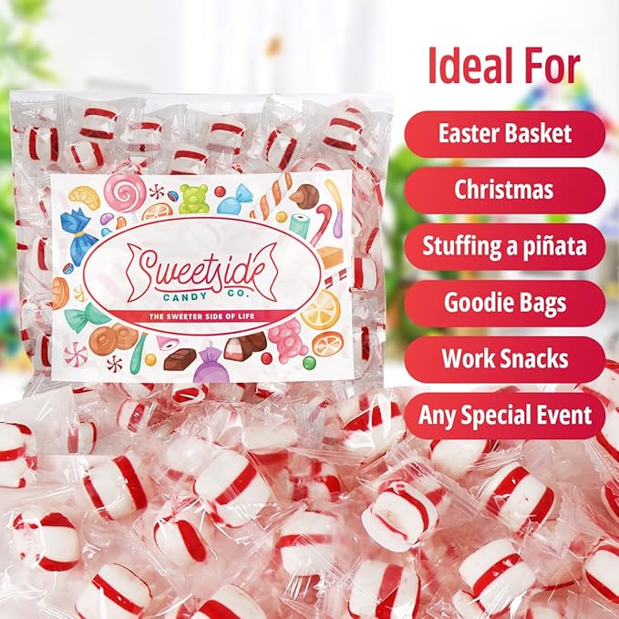 Soft Peppermint Candy Mints, 2lb mints bulk individually wrapped, Refreshing peppermint puffs for Fresh Breath, Perfect soft mints peppermint puffs for Offices, Parties, and Everyday Enjoyment