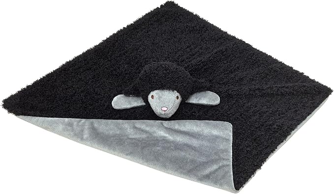 Baby Black Lamb Soft Stuffed Animal Security Blanket, Plush Sheep Character Lovey Blanket, Baby Shower/Nursery Gift, Newborn Infant Toddler Snuggle Blankie for Boys Girls, 14 Inches
