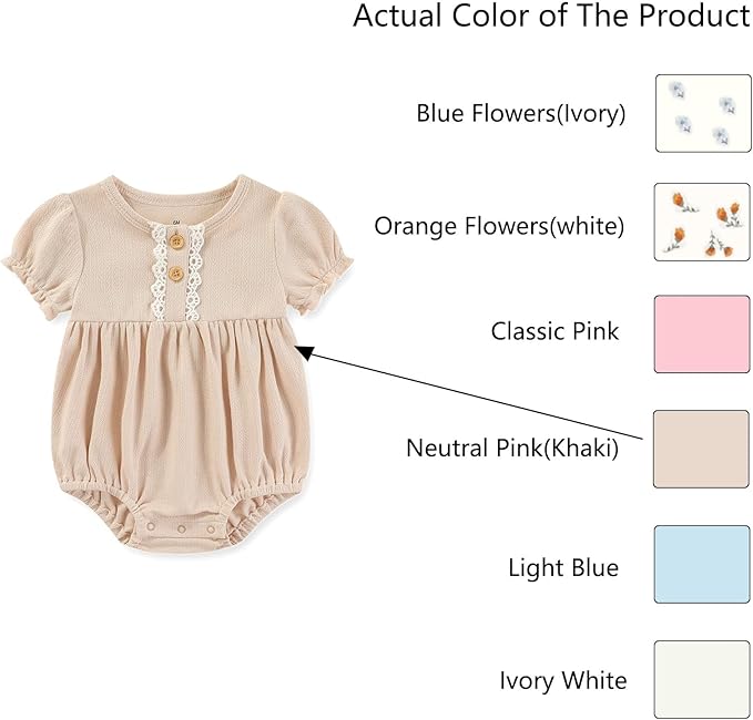 Baby Girl Clothes Cotton Bubble Romper Floral Bodysuits Infant Outfit Set