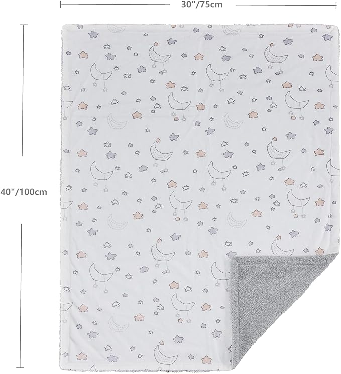 CREVENT 30"X40" Cozy Soft Warm Fleece Baby Blanket for Girls Boys, Newborn Essentials for Infant, Baby Shower Receiving Gift - Mink Blanket 75X100cm + Hugging Bunny
