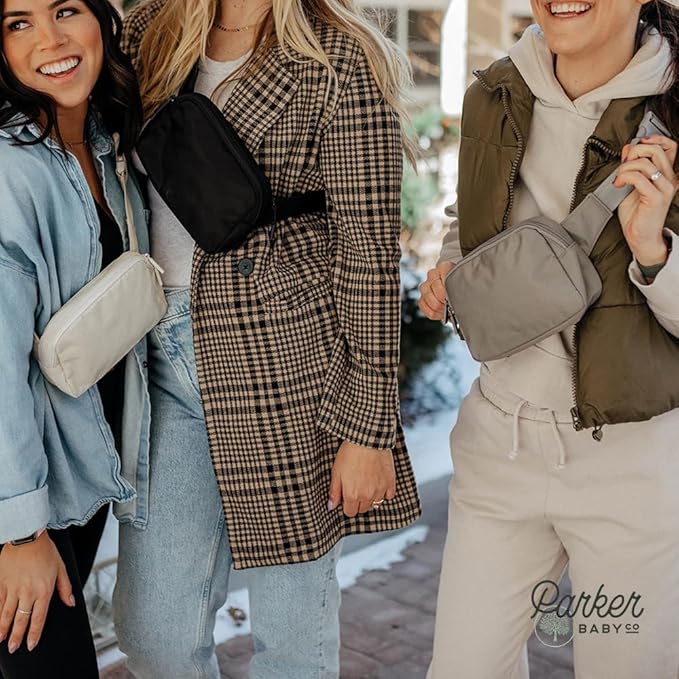 Parker Baby Co. Diaper Belt Bag - Portable Fanny Pack Diaper Bag, Crossbody Bag for Moms - Birch Belt Bag - Gray