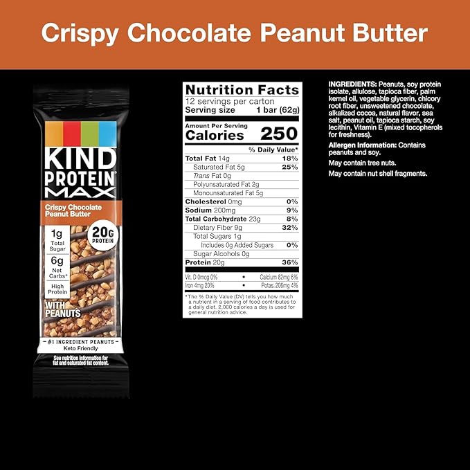 KIND ZERO Added Sugar Bars, Keto Friendly Snacks, Dark Chocolate Nuts and Sea Salt, 5 Count + KIND Protein MAX Crispy Chocolate Peanut Butter Snack Bars, 20g of Protein, Gluten Free, 4 Count