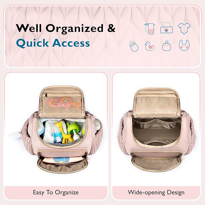 mommore Diaper Bag Small Diaper Backpack Stylish Baby Travel Backpacks with Insulated Pockets, Changing Pad, Stroller Straps