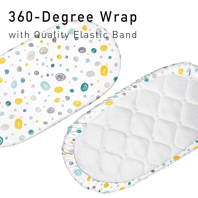 Gllquen Baby Bassinet Sheets 4 Pack, Breathable Cozy Fitted Mattress Sheet, Elastic Travel Crib Fashionable Floral Pattern, Standard Cradle Safe Sheets for Baby Boys Girls 32"x16"(Dinosaur)