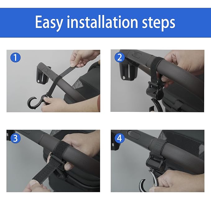 Versatile Stroller Hooks for Hanging Bags - Stroller Hooks Clips for Hanging Diaper Bags, Purses, Groceries, and More with Ease While Traveling (2 Pcs)