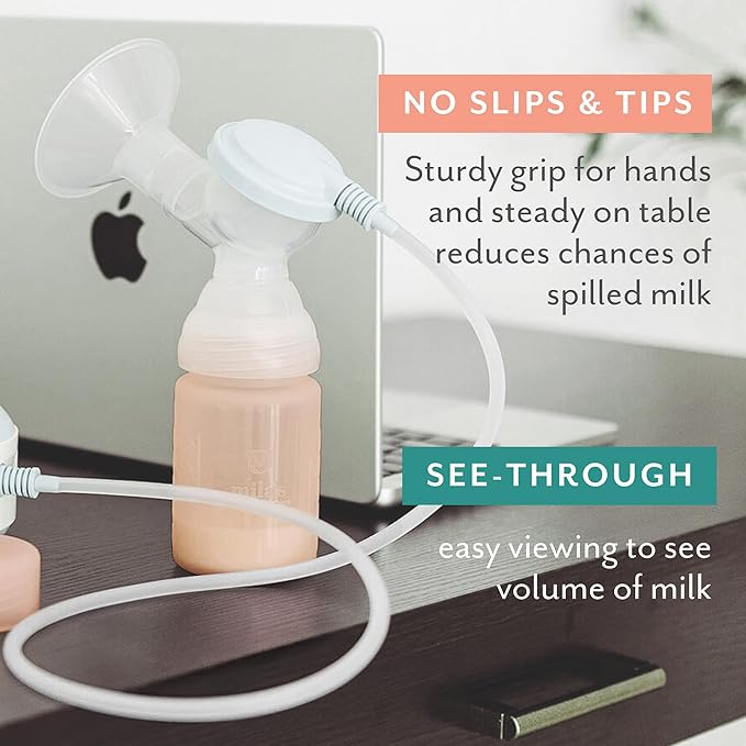 Mila's Keeper Premium Silicone Breast Milk Storage Bottles, for Pumping, Storing and Feeding, Fits Leading Pumps and Nipples, 6 oz Silicone Milk Storage Containers, Wide Neck Pink Sands, Set of 3