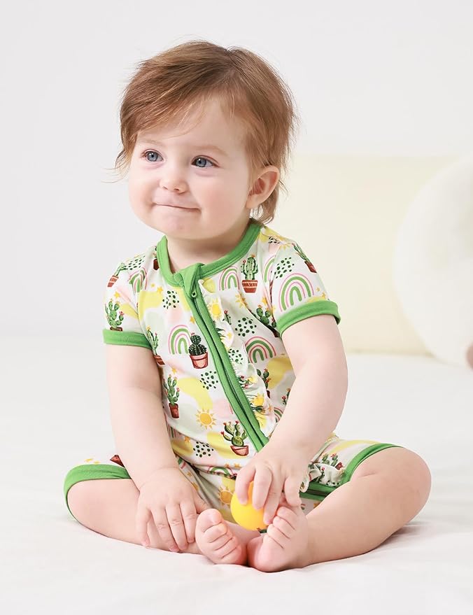 Bamboo Viscose Baby Girl Romper Infant Short Sleeve Zipper Baby Jumpsuit