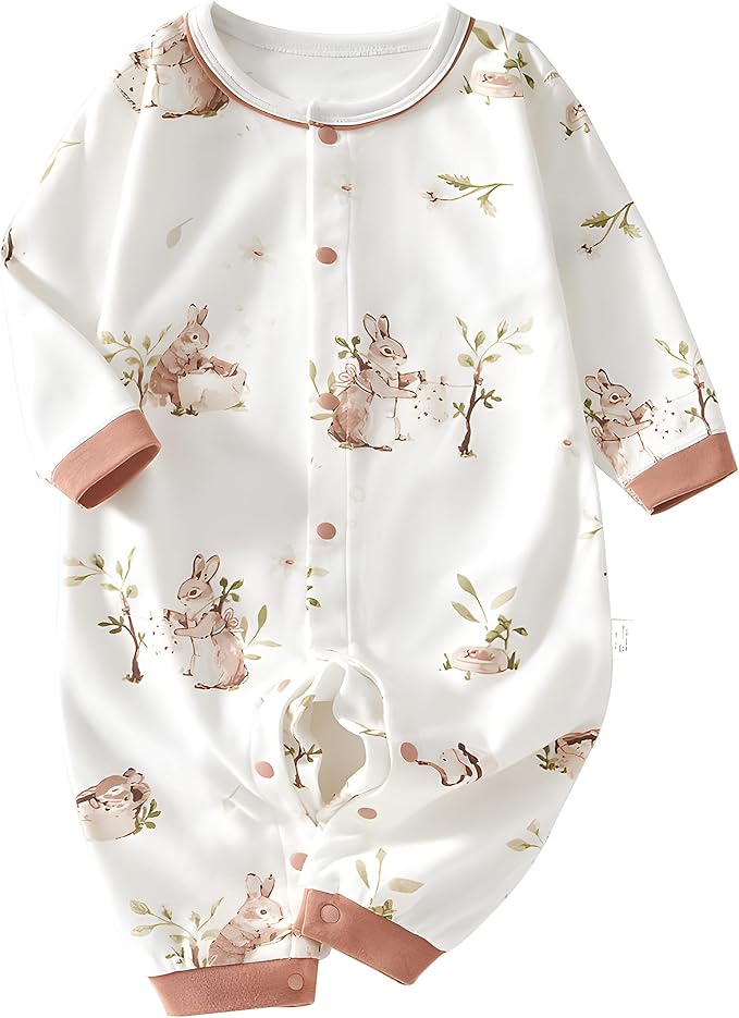 100% Organic Cotton Soft 3-24 Months Unisex Footless Newborn Baby Sleepers Pajamas Romper Boys Girls Long Sleeve