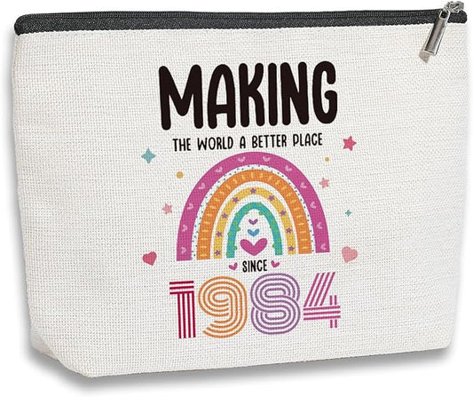 40th Birthday Gifts for Women, 40 Years Old Birthday Gifts Makeup Bag for Mom, Wife, Friend, Sister, Travel Toiletry Makeup Organizer Zipper Pouch - Making The World a Better Place Since 1984