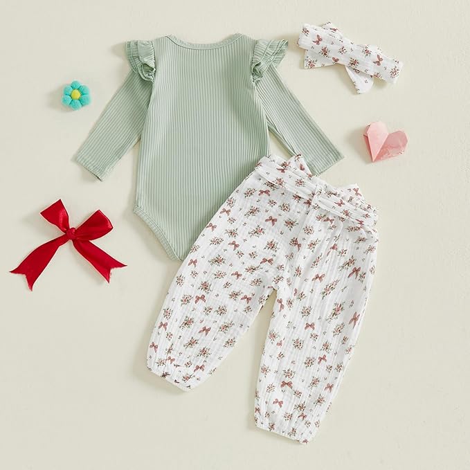 Mubineo Baby Girl Clothes Outfits Cute Flower Romper Daisy Pant Fall Winter Newborn Outfit Sets