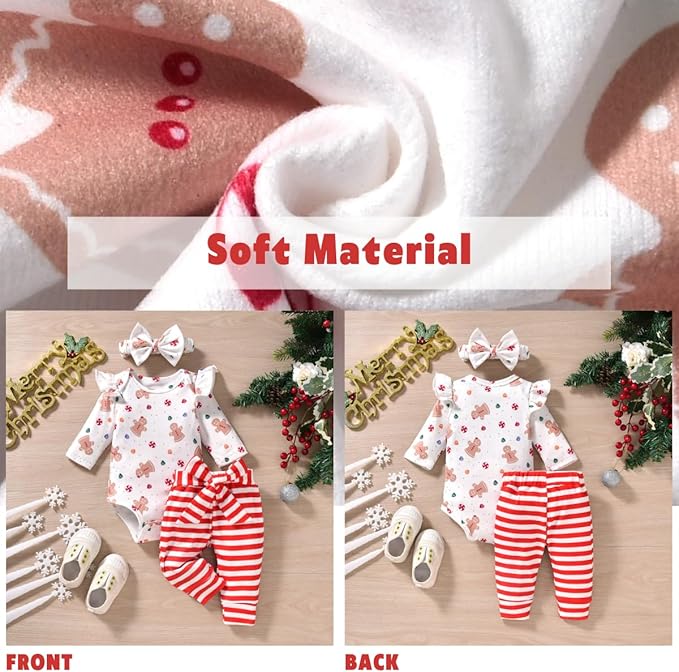 Aalizzwell Preemie Newborn Infant Baby Girls Clothes Ribbed Romper Bodysuit Pants Set Fall Winter Outfits