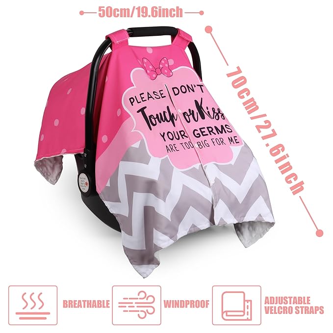 Metplus 2 in 1 Writing Style Baby Car Seat Cover, Car Seat Canopy for Babies, Mom Multiuse Nursing Cover, Minky Baby Carrier Covers, Newborn Boy Girl, Peekaboo Opening