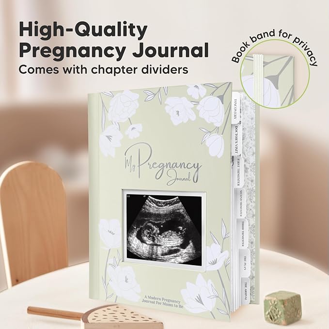 Pregnancy Journal, Pregnancy Announcements - 80 Pages Hard Cover Baby Books For Mom To Be Gift, Baby Memory Book Keepsake,Gender Reveal Gifts For New Moms,Shower & Registry(Chiffon)