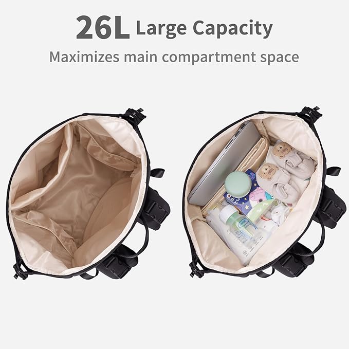 CEI-CEI Neoprene Diaper Bag Backpack Large Newborn Baby Maternity Bags Waterproof Travel Backpack for Mom Dad with Insulated Pockets,Changing Pad