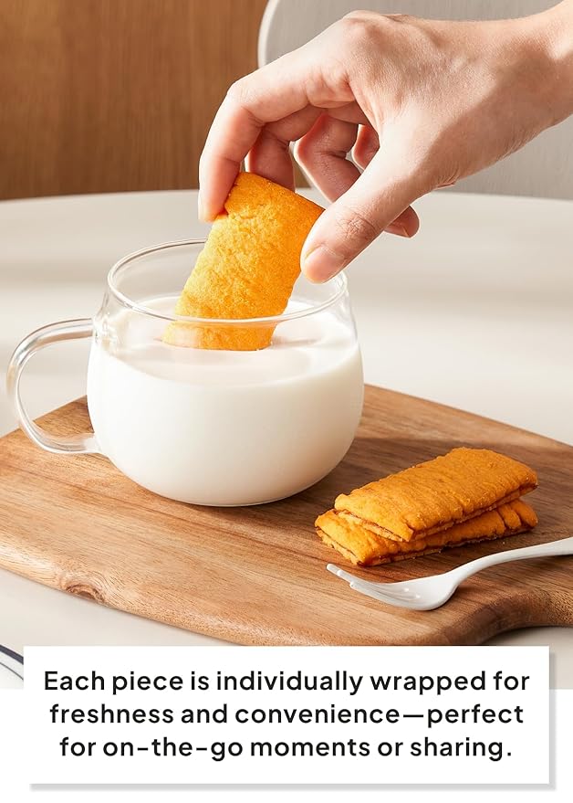 Korean Food JEKISS Jeju Carrot Sable Sand Cookies 10ea – Crunchy Butter Biscuit with Jeju Carrot Cream, Individually Wrapped Pieces, Perfect for Gifting (180g)