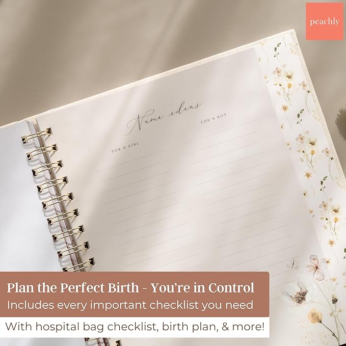 Peachly Pregnancy Journal - Linen Pregnancy Book to Capture Every Milestone - Pregnancy Must Haves - Baby Book Keepsake Pregnancy Journals For First Time Moms and Experienced Moms (Rust)