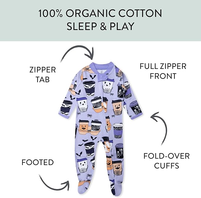 HonestBaby Baby Celebration Sleep & Play Footed One-Piece Pajama Sleeper 100% Organic Cotton