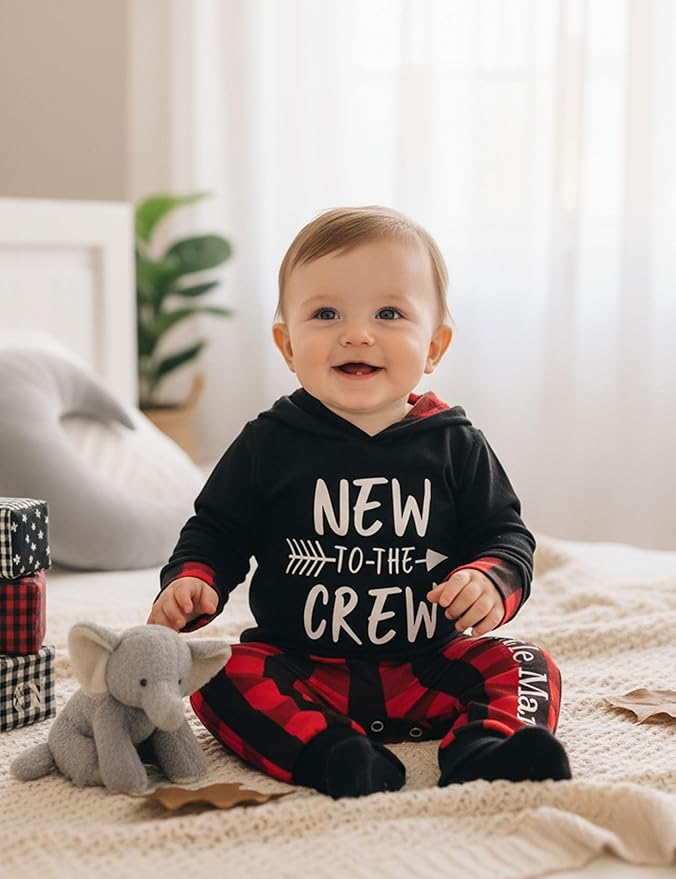 Fommy Newborn Baby Boy Clothes Plaid Letter Print Long Sleeve Hoodies + Long Pants 2PCS Fall Winter Outfits Set