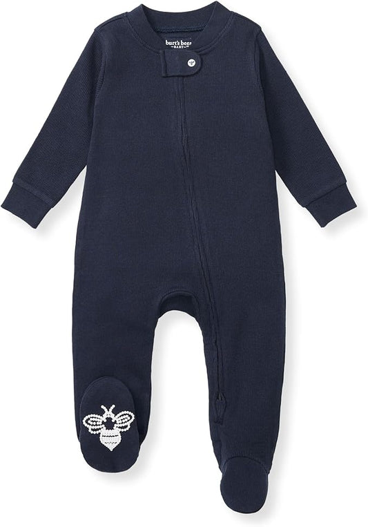 Burt's Bees Baby Baby Girls Pajamas, Zip Front Non-Slip Footed Sleeper Pjs, 100% Organic Cotton