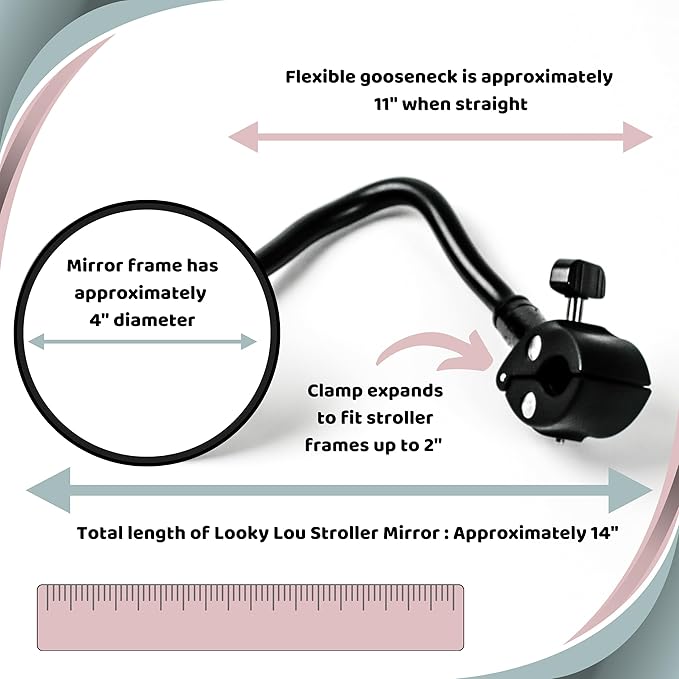 Original Stroller Mirror- See Baby's Face on Walks. Rear View Mirror for Prams and Strollers. Easy Connection. Universal Stroller Accessory for Safety and Connection.
