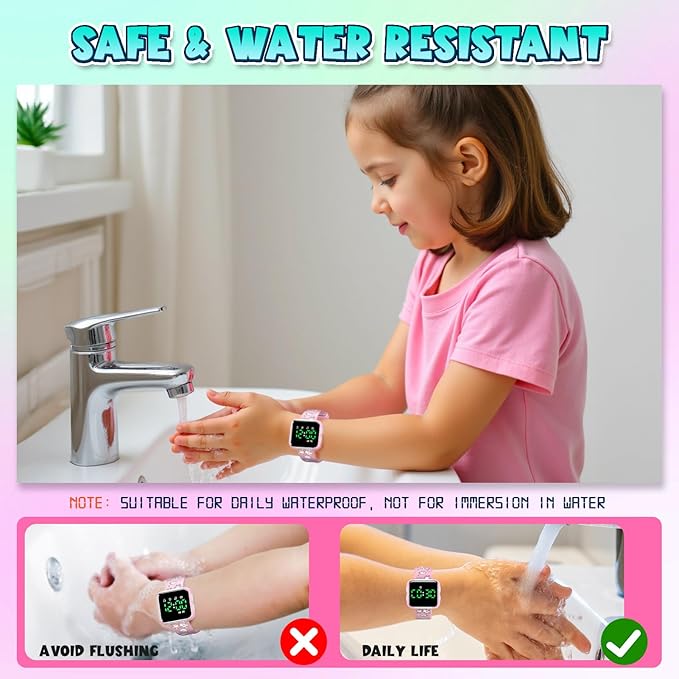 Potty Training Watch for Toddler Girls: Adjustable Volume Potty Watches for Kids Water Resistant Toilet Timer Alarm Unicorn Toddler Watch 1-3 Birthday Gifts for 2 3 4 Year Old Girl(Pink)