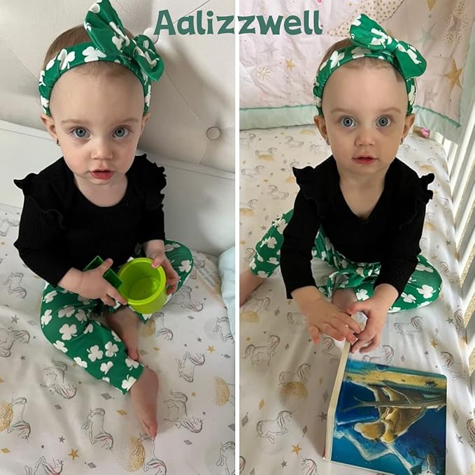 Aalizzwell Preemie Newborn Infant Baby Girls Clothes Ribbed Romper Bodysuit Pants Set Fall Winter Outfits