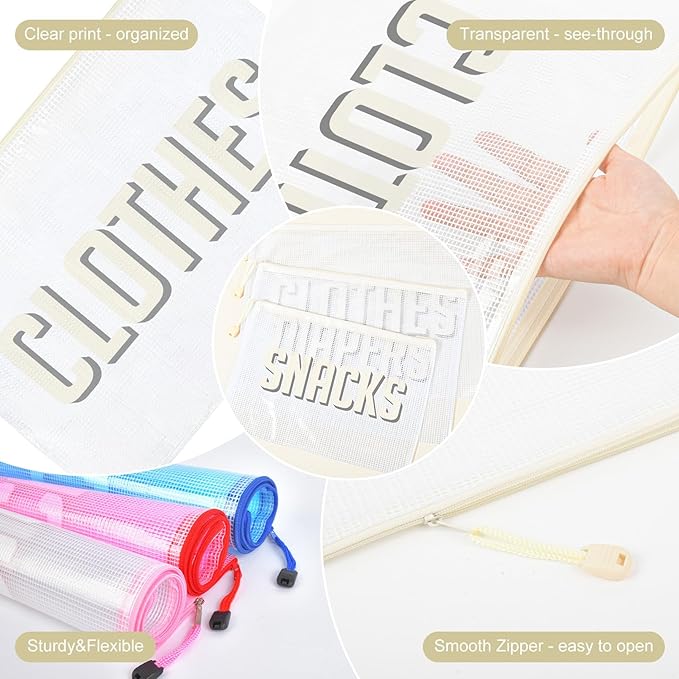 3pcs Hospital Bag Organizing Pouches for Labor and Delivery, Maternity Essentials Diaper Bag Organizer for Mom Travel - Beige/White