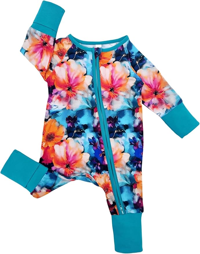 Bow Dream Bamboo Rayon Baby Boy Romper Footed Long Sleeve Footies Newborn Girl Clothes Footless with Zipper and Mitten Cuffs