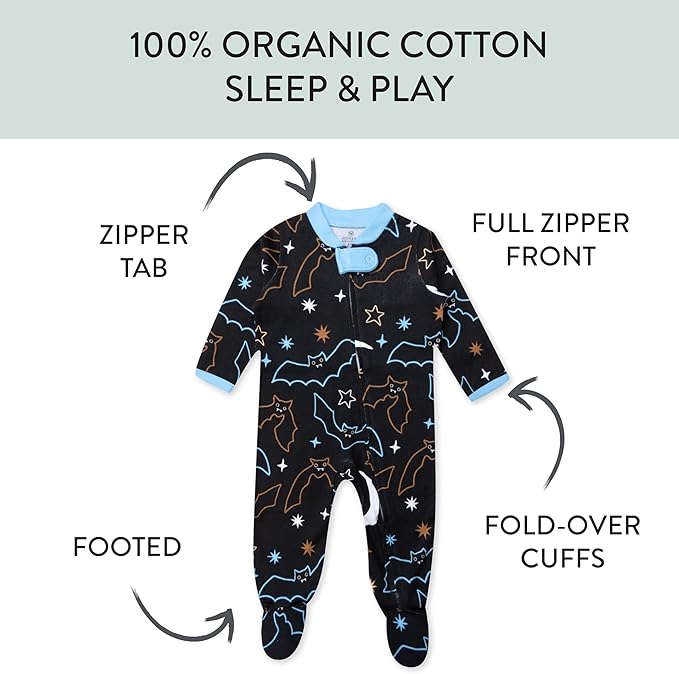 HonestBaby Baby Celebration Sleep & Play Footed One-Piece Pajama Sleeper 100% Organic Cotton