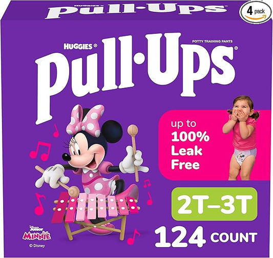 Pull-Ups Girls' Potty Training Pants, Size 2T-3T Training Underwear (16-34 lbs), 124 Count (4 packs of 31)