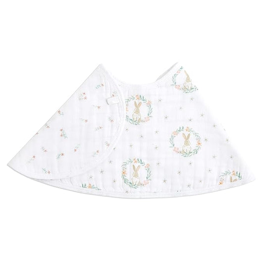 aden + anais Essentials Burpy Bib, 100% Cotton Muslin, Soft Absorbent 4 Layers, Multi-Use Burp Cloth and Bib, 22.5" X 11", Single, Blushing Bunnies