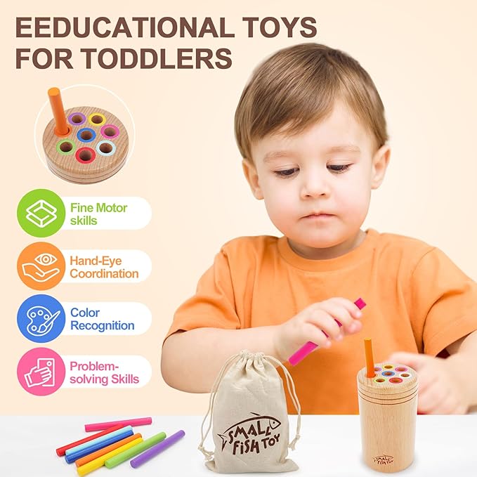 Montessori Toys for 1-3 Year Old: Wooden Learning Color Sorting Toys for Toddlers Age 1 2 3, Fine Motor Developmental Infants Sensory Matching Games, Busy Board 18 month old Baby Boys Girls Gifts