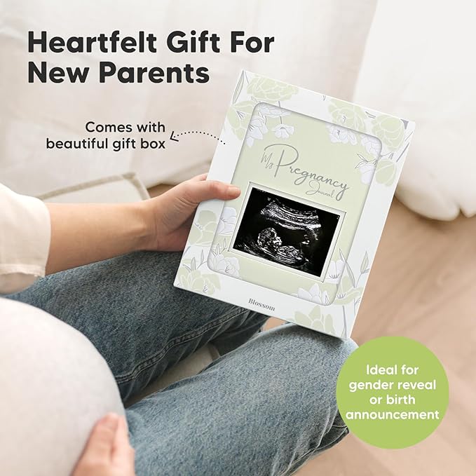 Pregnancy Journal, Pregnancy Announcements - 80 Pages Hard Cover Baby Books For Mom To Be Gift, Baby Memory Book Keepsake,Gender Reveal Gifts For New Moms,Shower & Registry(Chiffon)