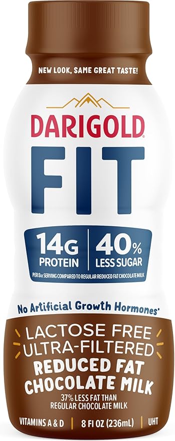 Darigold High Protein Milk 2 Percent - Ultra-Filtered, Low Fat, Lactose Free Chocolate Milk - 14g Protein, 40% Less Sugar - 8oz Bottles, 18 Pack