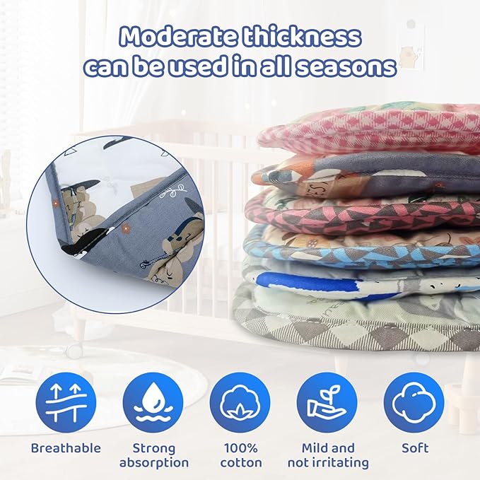 Baby Stroller Cushion,Infant Car Seat Insert-Reversible Universal Breathable and Soft Newborn Stroller Mat,100% Cotton Cover Toddler Seat Pad Liner-34x78cm,1 Pack(Music Animal White+Blue)