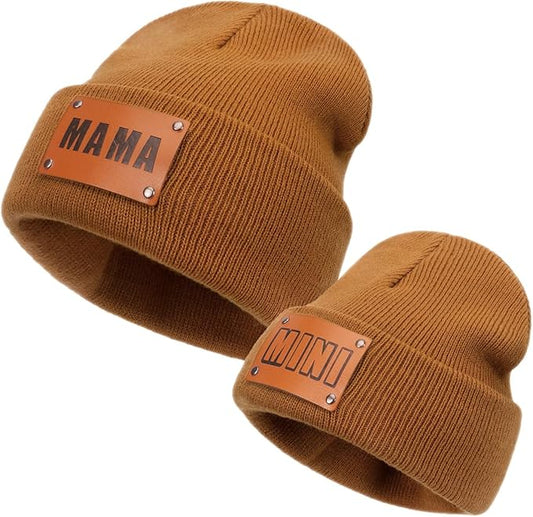 Parent-Child Beanie Hat,Mother & Baby Daughter/Son Winter Warm Knit Hat,Kids Soft Beanie Cap