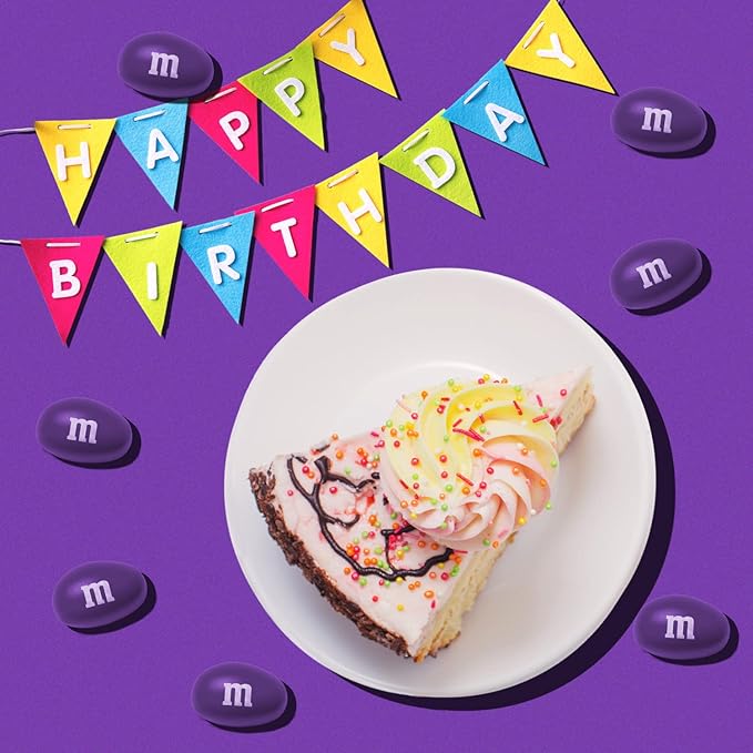 M&M’S Peanut Purple Chocolate Candy - 2lbs of Bulk Candy in Resealable Pack for Easter, Candy Buffet, Birthday Parties, Theme Meetings, Candy Bar, Sweet Stuff for DIY Party Favors or Edible Decoration