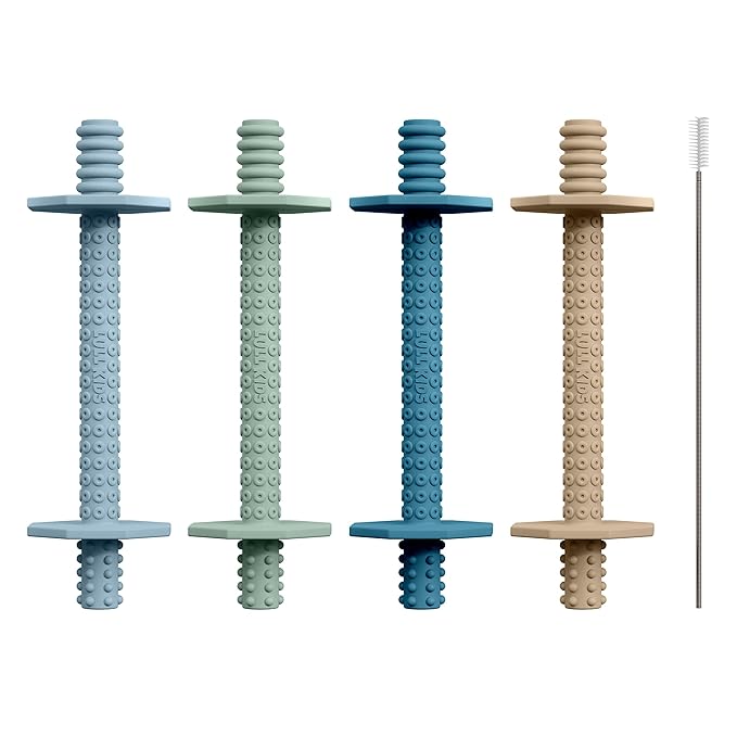 Silicone Baby Teethers 0-6 Months, Textured Baby Teething Toys 3-6 Months, Toddler Molar Teething Relief Sticks, Freezable Chew Straws for Babies 6-12 Month Girl Boy Infant (Winter)