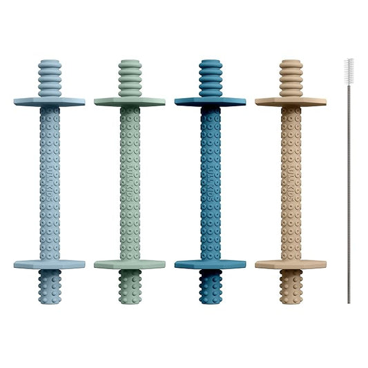 Silicone Baby Teethers 0-6 Months, Textured Baby Teething Toys 3-6 Months, Toddler Molar Teething Relief Sticks, Freezable Chew Straws for Babies 6-12 Month Girl Boy Infant (Winter)