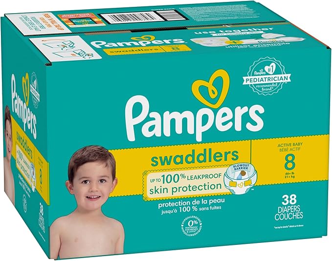Pampers Baby Diapers - Swaddlers - Size 8, 38 Count, Ultra Absorbent Disposable Infant Diaper