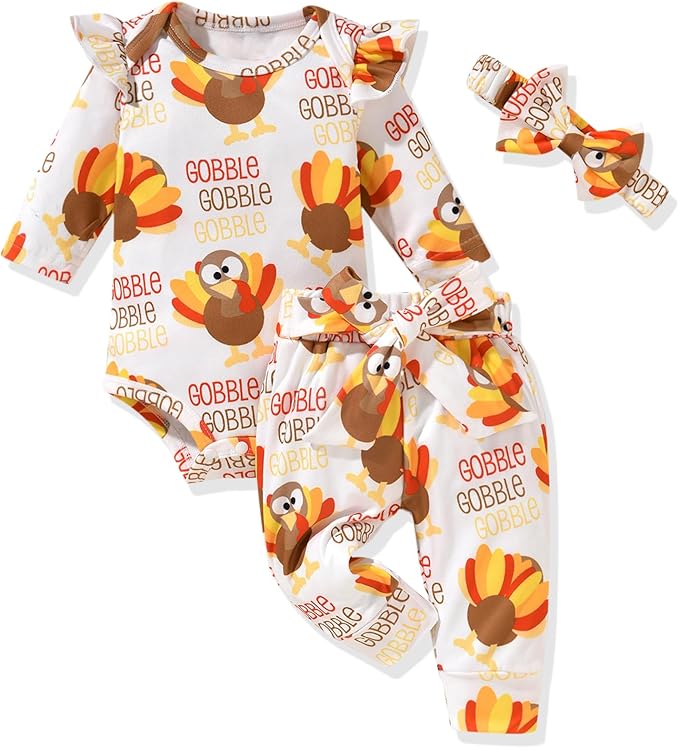 Aalizzwell Preemie Newborn Infant Baby Girls Clothes Ribbed Romper Bodysuit Pants Set Fall Winter Outfits