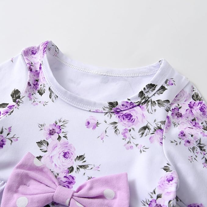 3PCS Baby Girl Clothes Ruffle Floral Shirt Tops Pants Headband Outfit Sets